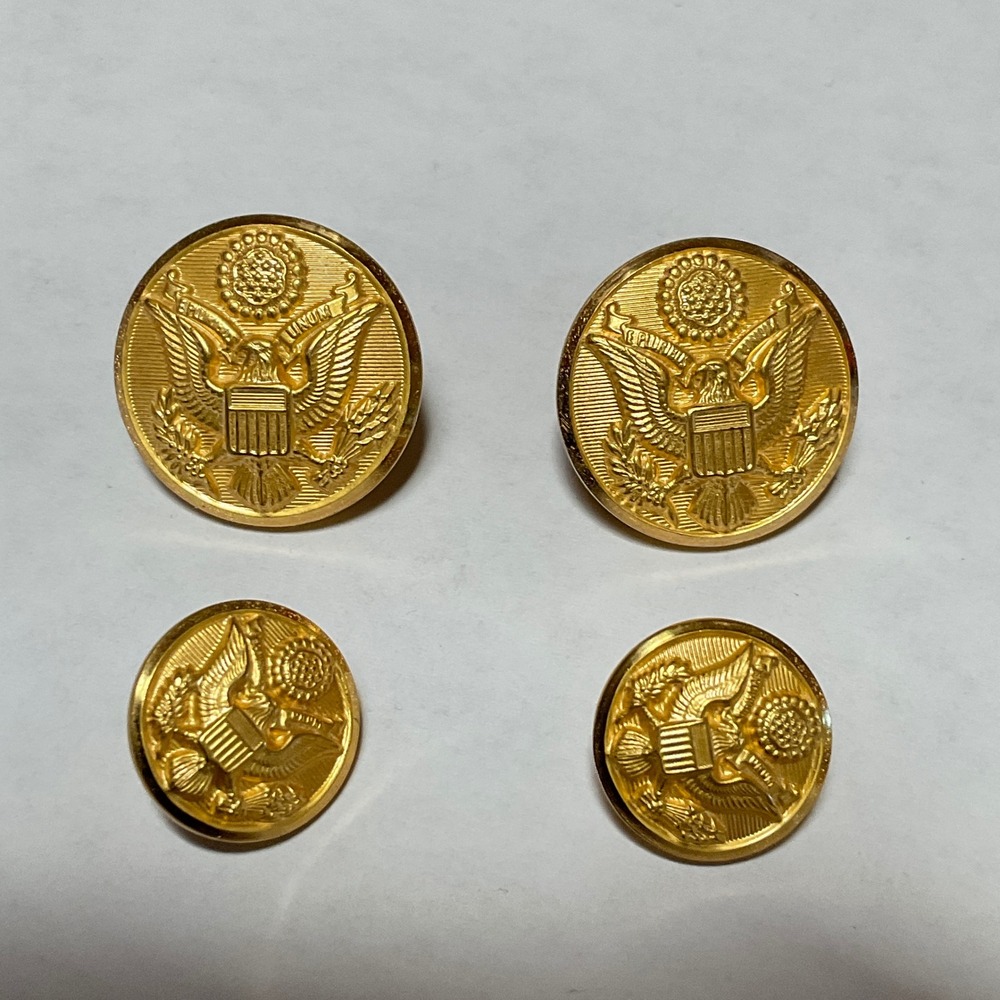Waterbury Button Co US Military Great Seal Gold Tone Uniform Buttons Set of 4